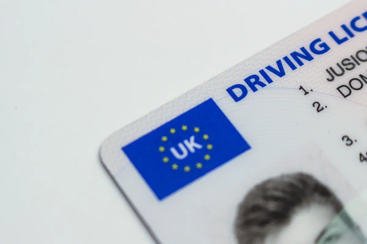 Close-up of a national driving license card